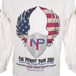 Nation Of Patriots T Shirt Mens Size Small White Tour Nevada Harley Owners HOG